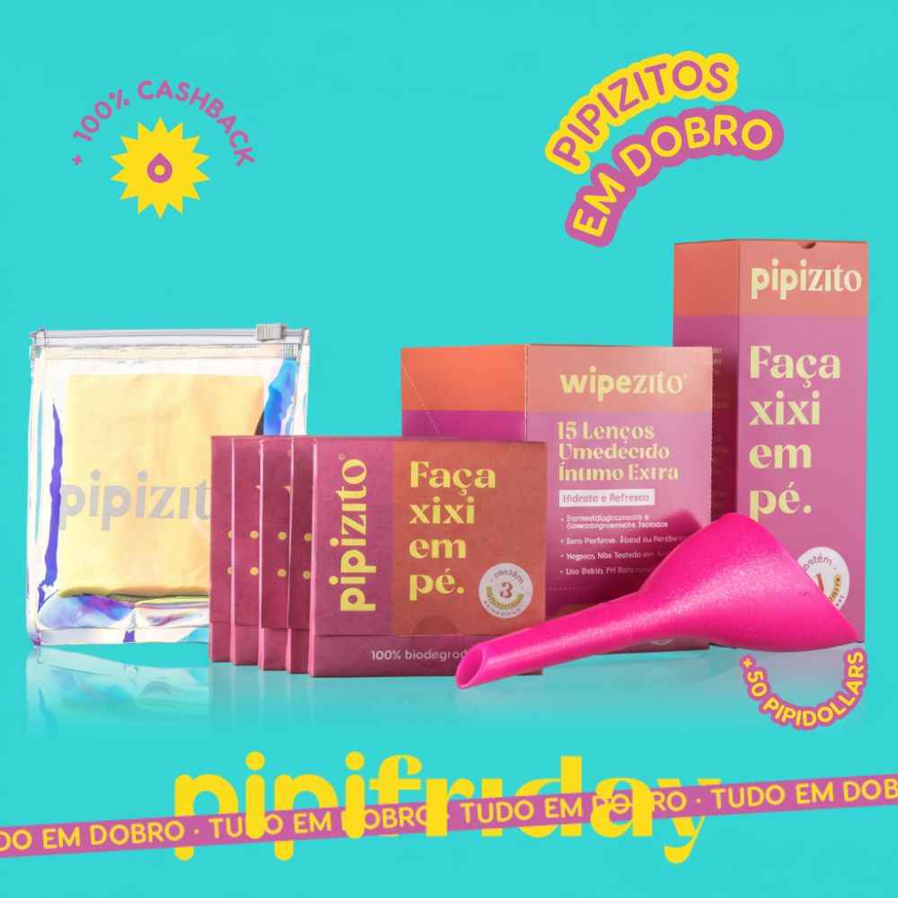 KIT COMPLETO EM DOBRO: 2 Pipizito Reutilizável + 30 Pipizitos Descartáveis + 30 Wipezitos + 2 Porta Pipizito