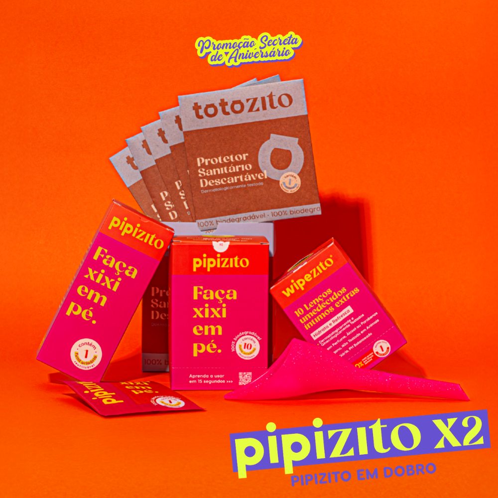 KIT LIBERDADE EM DOBRO: 2 Pipizito Reutilizável + 20 Pipizitos Descartáveis + 20 Wipezitos + 10 Totozitos
