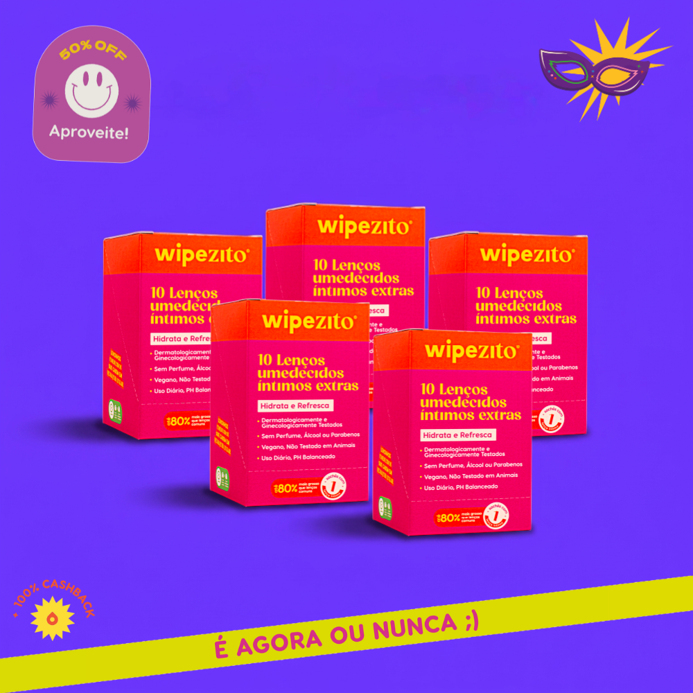 COMPRE 25, LEVE 50: Wipezitos Lenço Umedecido Íntimo Unitário