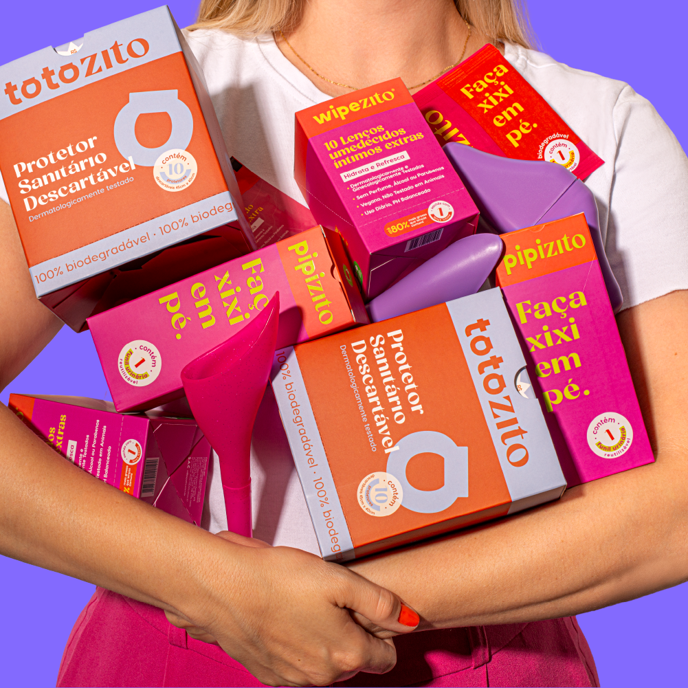 KIT TUDÃO: 2 Pipizitos Reutilizáveis + 20 Pipizitos Descartáveis + 20 Wipezitos + 10 Totozitos + Pochete Zitobags