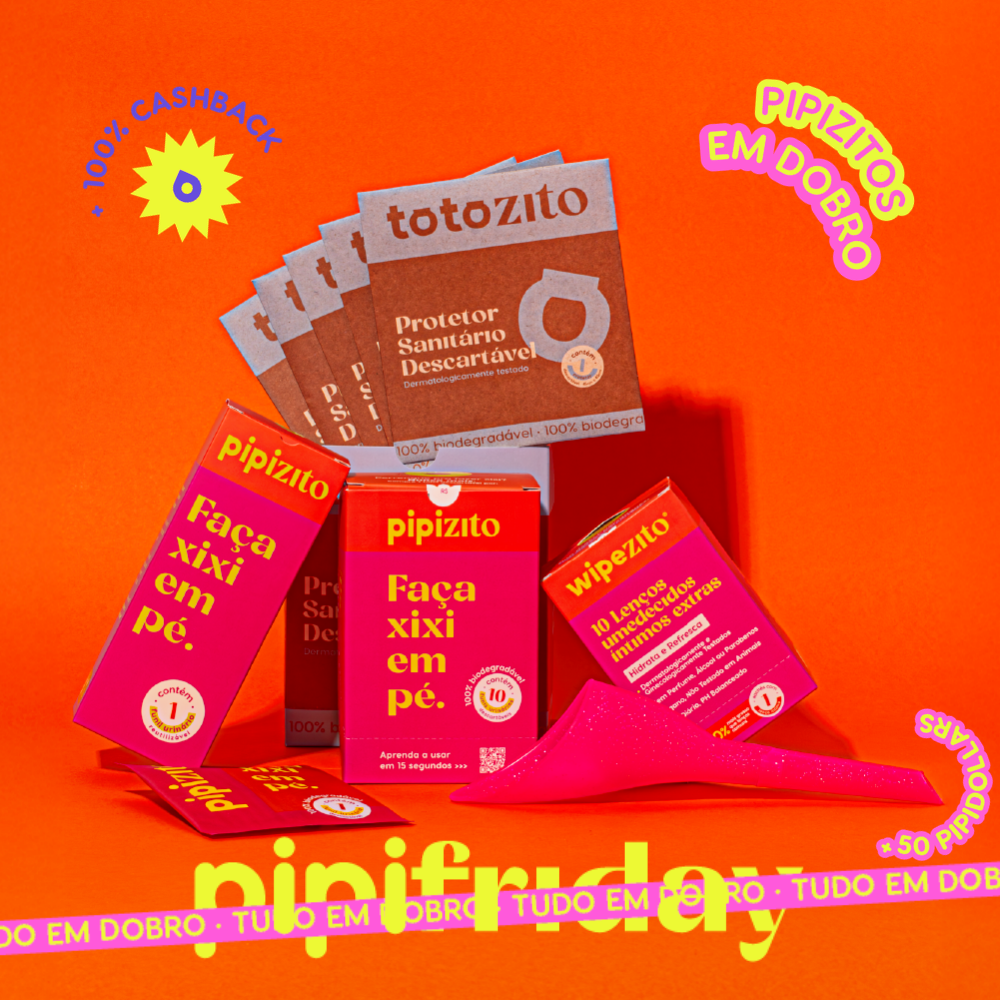 KIT LIBERDADE EM DOBRO: 2 Pipizito Reutilizável + 20 Pipizitos Descartáveis + 20 Wipezitos + 10 Totozitos