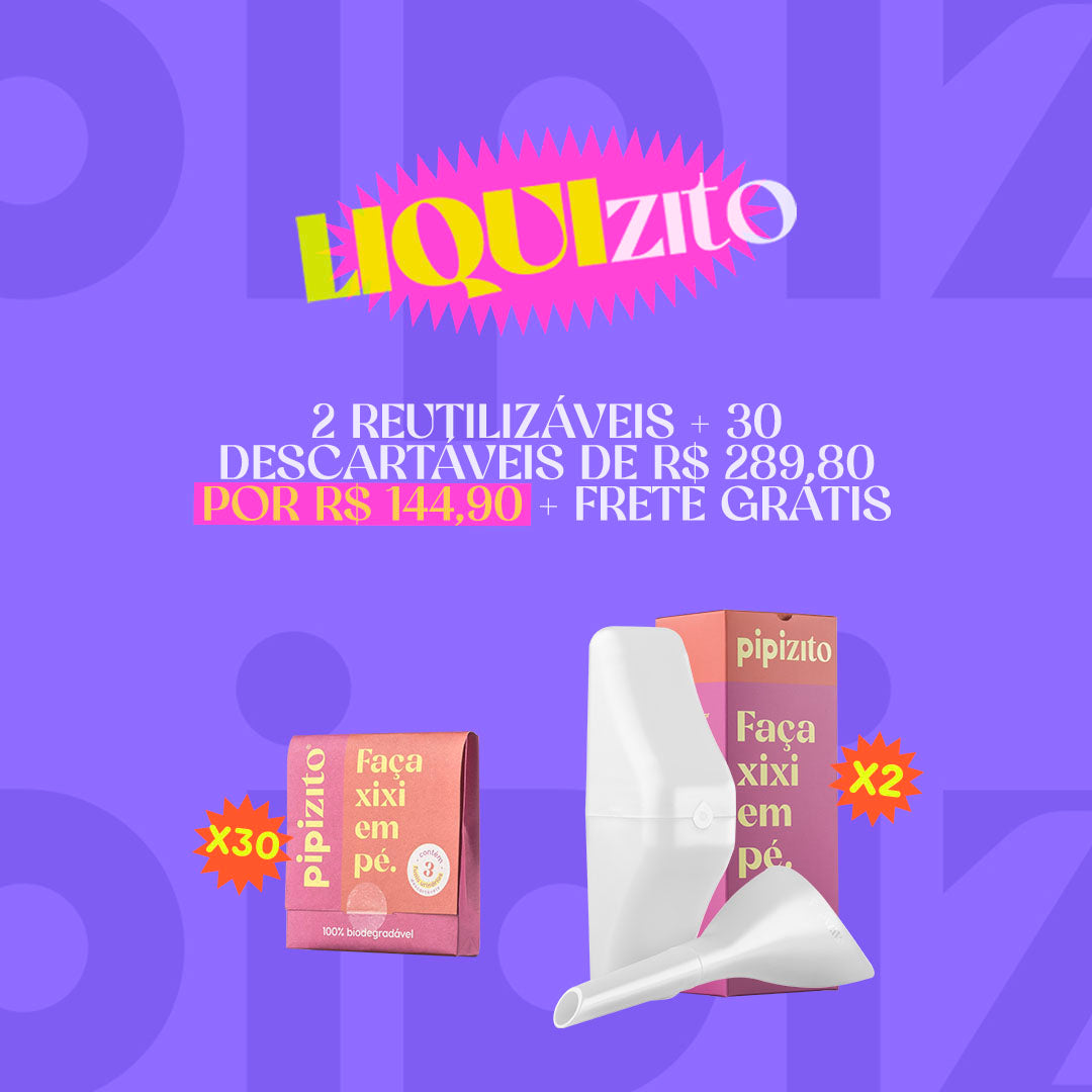 LIQUIzito: Pipizito Reutilizável Branco EM DOBRO + 30 Descartáveis