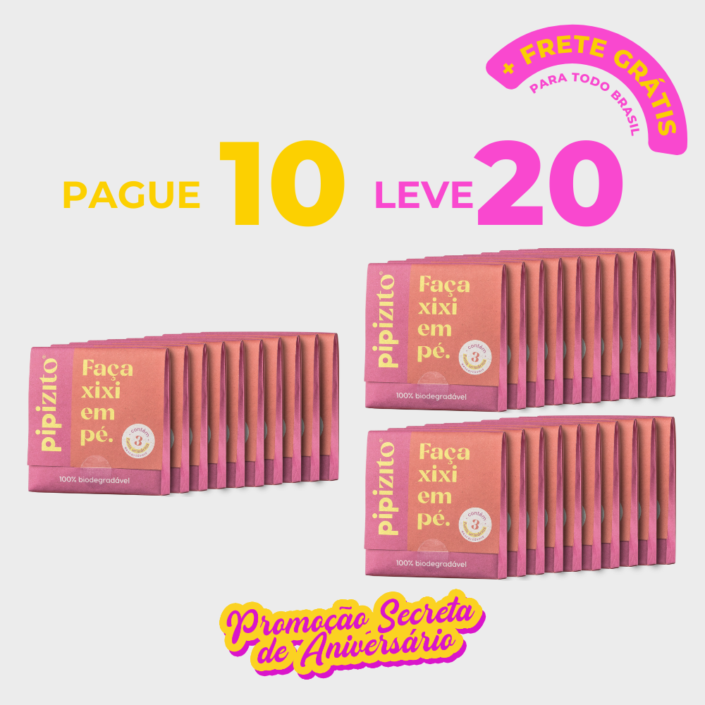 PAGUE 10, LEVE 20: Pipizito Funil Urinário Descartável (20 pacotes c/ 3 unidades)