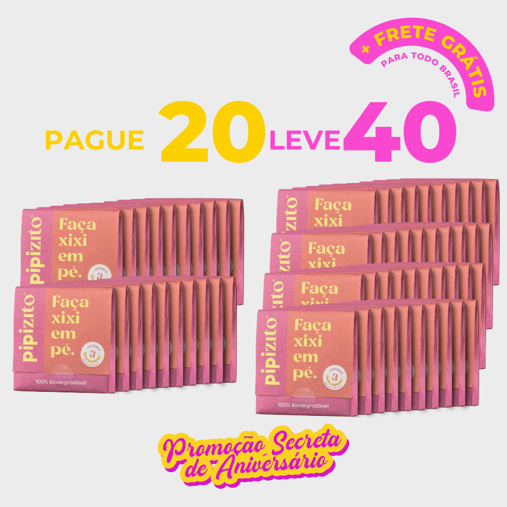 PAGUE 20, LEVE 40: Pipizito Funil Urinário Descartável (40 pacotes c/ 3 unidades)