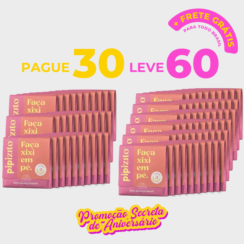 PAGUE 30, LEVE 60: Pipizito Funil Urinário Descartável (60 pacotes c/ 3 unidades)