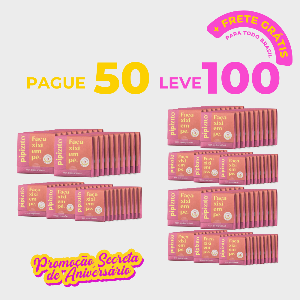 PAGUE 50, LEVE 100: Pipizito Funil Urinário Descartável (100 pacotes c/ 3 unidades)