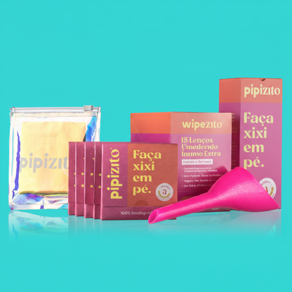 Kit Completo: 1 Pipizito Reutilizável + 15 Pipizitos Descartáveis + 15 Wipezitos + Porta Pipizito
