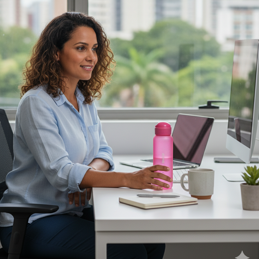 Garrafa Drink Up 500ml Rosa com Glitter