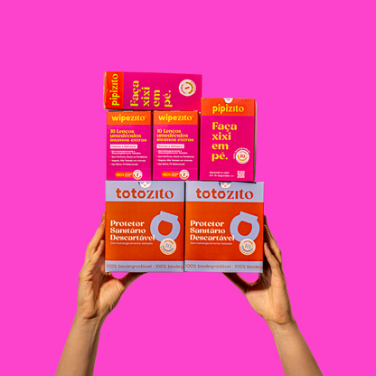 KIT TUDÃO: 1 Pipizito Reutilizável + 20 Pipizitos Descartáveis + 20 Wipezitos + 10 Totozitos + Pochete Holográfica Zitobags
