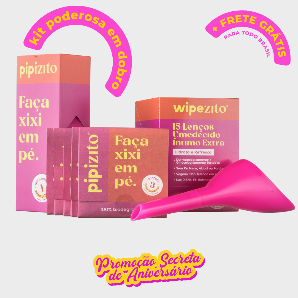 Kit Poderosa: 1 Pipizito Reutilizável + 15 Pipizitos Descartáveis + 15 Wipezitos EM DOBRO