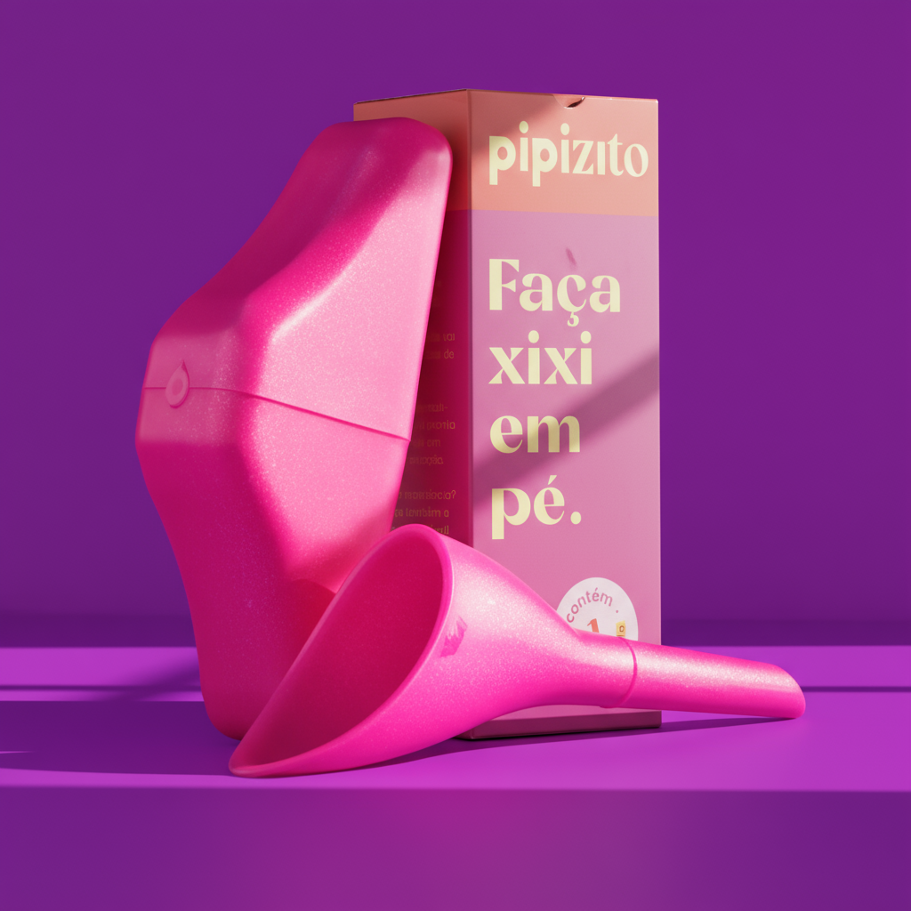 Pipizito Funil Urinário Reutilizável - Rosa com Glitter