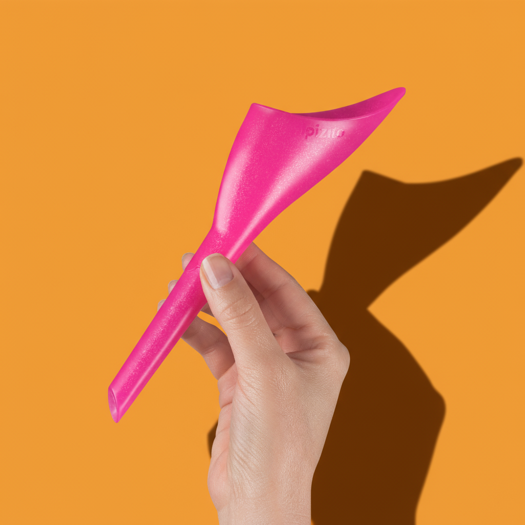 Pipizito Funil Urinário Reutilizável - Rosa com Glitter
