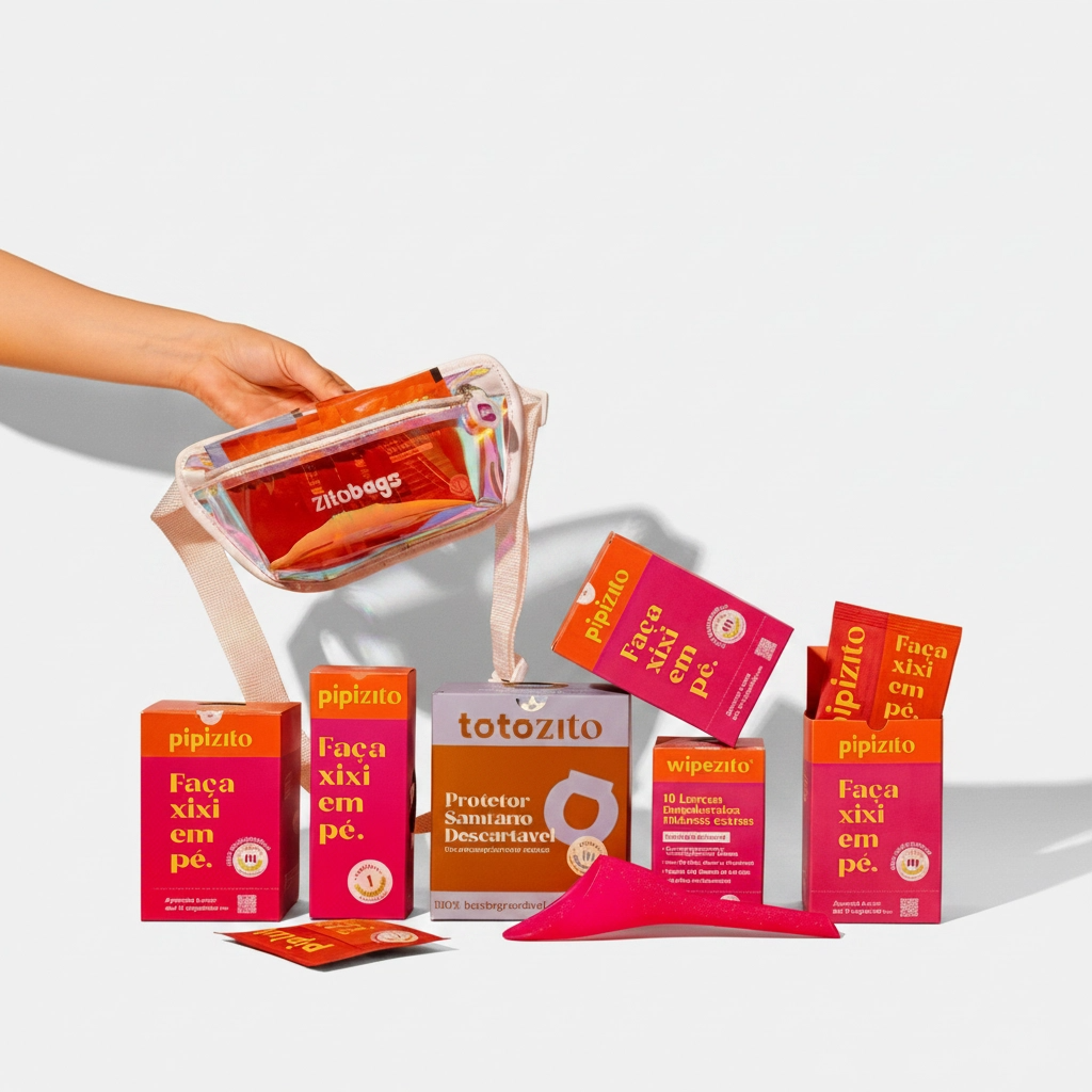 KIT TUDÃO: 1 Pipizito Reutilizável + 20 Pipizitos Descartáveis + 20 Wipezitos + 10 Totozitos + Pochete Holográfica Zitobags