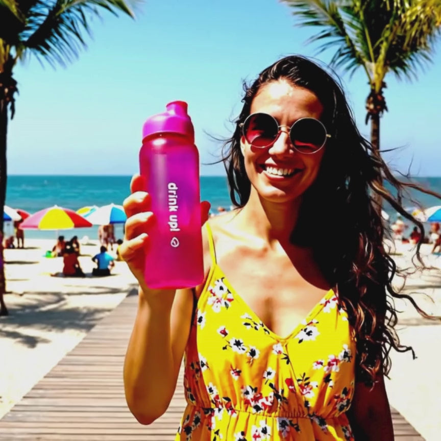 Carregar vídeo: Garrafa Drink Up 500ml Rosa com Glitter